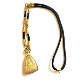Thaichain. Black chain with cylinder in steel/gold. Choose length