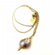 Baroqueca  2 cm purple Pearl with steel chain/gold