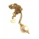 Baroque 2 cm pink Pearl with steel chain/gold