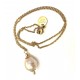 Baroque 2 cm pink Pearl with steel chain/gold