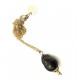 Baroque 2 cm black Pearl with steel chain/gold