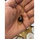 Baroque 2 cm black Pearl with steel chain/gold