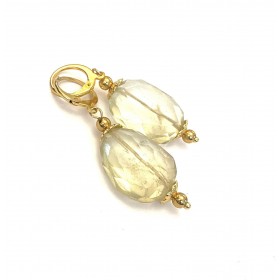 Big size citrine earrings. Steel/gold