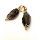 Large dark smoky quartz earrings,  3.5 cm. Steel/gold