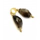 Large dark smoky quartz earrings,  3.5 cm. Steel/gold