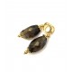 Large dark smoky quartz earrings,  3.5 cm. Steel/gold