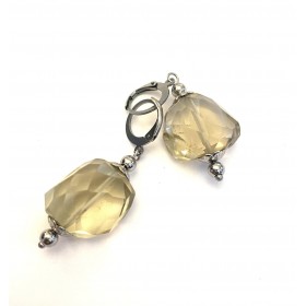 Big size citrine earrings. Steel/silver