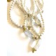 5-6 mm Pearl chain with beautiful quartz pendant. Choose length.. Steel/gold