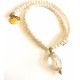 5-6 mm Pearl chain with beautiful quartz pendant. Choose length.. Steel/gold