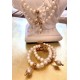 9 mm freshwater pearl necklace with large pearl. steel/gold