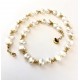 10-11 mm white freshwater pearl chain.  select length. Steel/gold