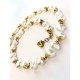 10-11 mm white freshwater pearl chain.  select length. Steel/gold