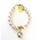 10 mm pink south sea shell pearl bracelet. with pearl. Steel/gold