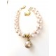 10 mm pink south sea shell pearl bracelet. with pearl. Steel/gold