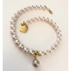 10 mm pink south sea shell pearl chain. Choose length.Steel/gold