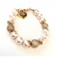 10 mm pink south sea shell pearl bracelet. with pearl. Steel/rosegold