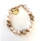 10 mm pink south sea shell pearl bracelet. with pearl. Steel/rosegold