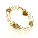 10 mm White south sea shell bracelet with gold balls