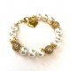 10 mm White south sea shell bracelet with gold balls