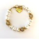 10 mm White south sea shell bracelet with gold balls