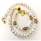 10 mm White south sea shell bracelet with gold balls