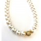 10 mm white south sea shell pearl chain with gold ball