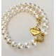 10 mm white south sea shell pearl chain with gold ball