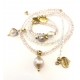 4 mm chrystal necklace with big barok pearl.Choose length. Steel/gold