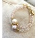 4 mm chrystal bracelet with big barok pearl.Choose length. Steel/gold