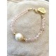 4 mm chrystal bracelet with big barok pearl.Choose length. Steel/gold