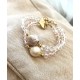 4 mm chrystal bracelet with big barok pearl.Choose length. Steel/gold