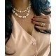 10-11 mm white freshwater pearl chain.  select length. Steel/gold