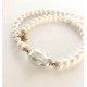 7-8 mm white freshwater pearl chain with. ig barok Choose length. Steel/gold