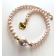 8 mm south sea shell pearl chain. pink with big barok. Choose length. Steel/gold