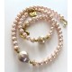 8 mm south sea shell pearl chain. pink with big barok. Choose length. Steel/gold