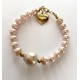 8 mm south sea shell pearl bracelet. pink with big barok Steel/gold