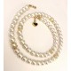 8 mm creme south sea shell pearl chain. Choose length. Steel/gold