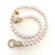 10 mm Cold  pink south sea shell pearl chain. With big panther lock.Steel/gold