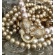 10 mm Cold  pink south sea shell pearl chain. With big panther lock.Steel/gold