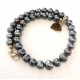 11 mm grey/green freshwater pearl chain. Steel/gold