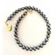 11 mm grey/green freshwater pearl chain. Steel/gold