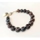 11 mm large coffee freshwater pearl bracelet. Steel/gold