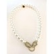 12 mm white south sea shell pearl chain. With big panther lock.