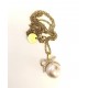 Baroque 2.5 cm Pearl with bow. steel chain/gold